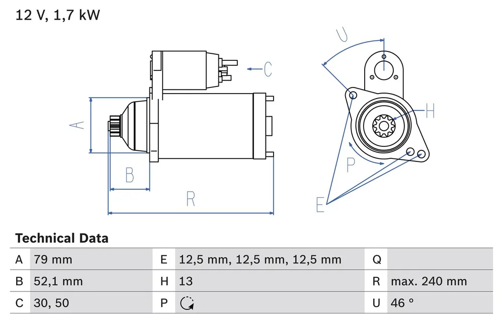 BO 0986025220 Startér BOSCH-výměnný díl