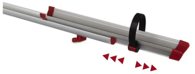 Kolejnice teleskopická na jízdní kola Fiamma Rail Quick C délka 101–167 cm červené doplňky s upínacími pásky pro nosiče Carry-Bike 303689