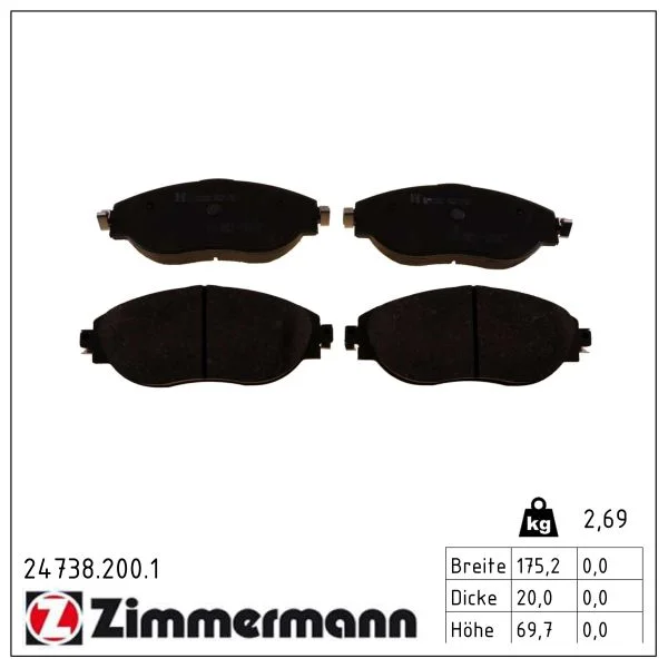 Sada brzdových destiček, kotoučová brzda ZIMMERMANN 24738.200.1
