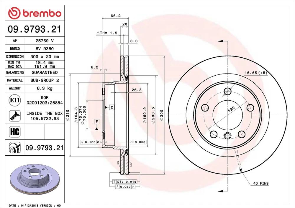 Brzdový kotouč BREMBO 09.9793.21 – OE 34216792227