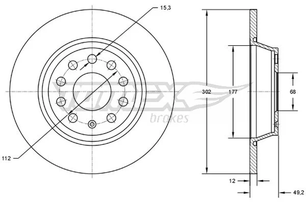Brzdový kotouč Tomex Brakes TX72-92 – OE 4F0615601E