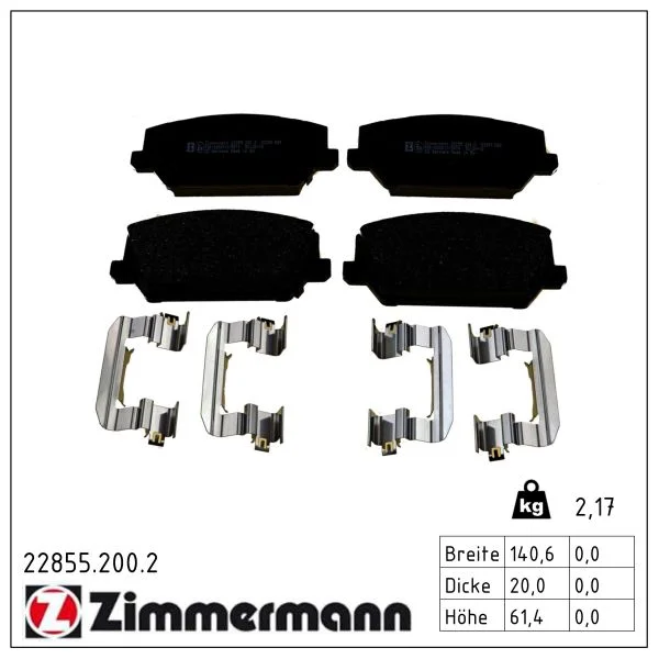 Sada brzdových destiček, kotoučová brzda ZIMMERMANN 22855.200.2