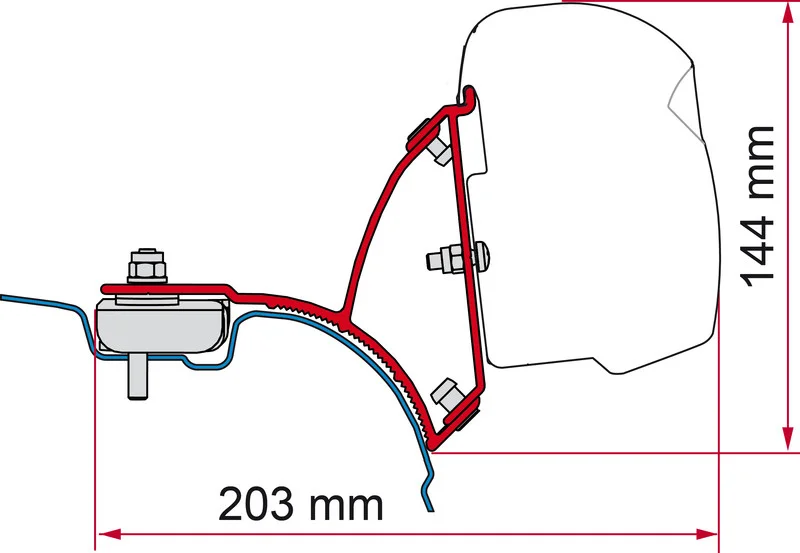 Adaptér montážní Fiamma Kit VW T5 / T6 Transporter / Multivan pro markýzu F43van (krátký rozvor, pravostranné řízení RHD, černý Deep Black, bez C-lišty) 314035