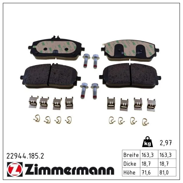 Sada brzdových destiček, kotoučová brzda ZIMMERMANN 22944.185.2