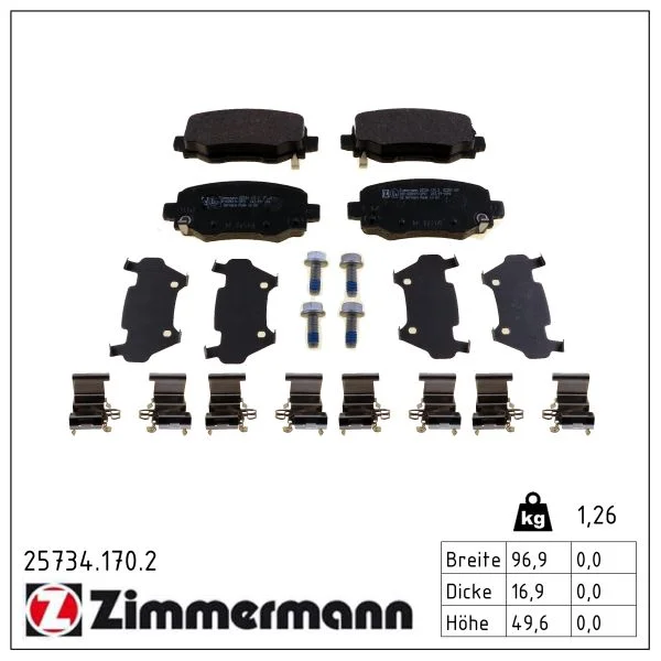 Sada brzdových destiček, kotoučová brzda ZIMMERMANN 25734.170.2
