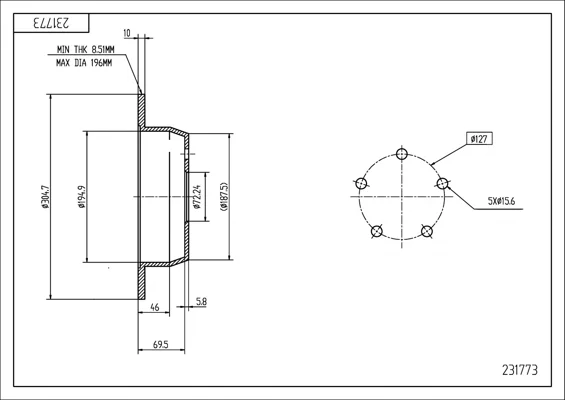 BRZ.KOTOUČ /Z/ GRAND CHEROKEE 99-04 HART 231773