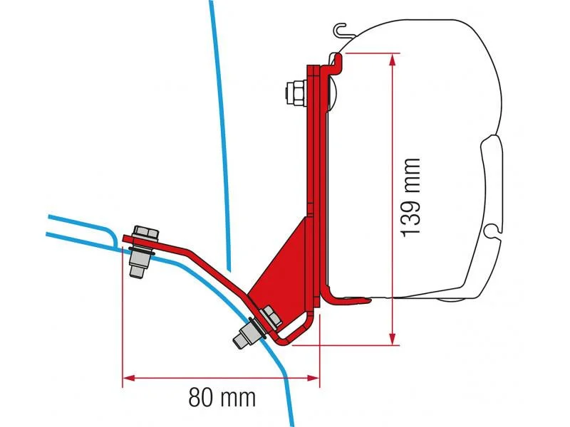 Adaptér na uchycení markýzy Fiamma F45S na stěnu Fiat Ducato/Citroën Jumper/Peugeot Boxer/Hymercar Pössl L2/L3/L4/H2 (2006-) se zvedací střechou 305974