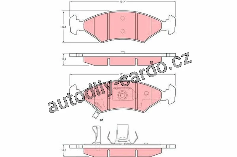 Sada brzdových destiček TRW GDB3224 - KIA SPORTAGE , SHUMA, SEPHIA
