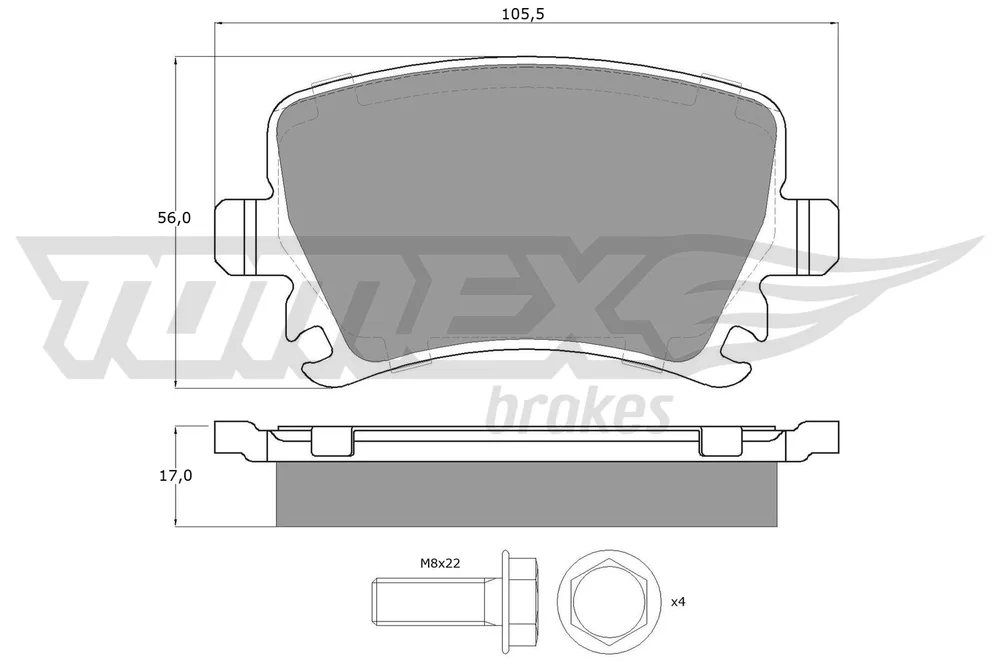 Sada brzdových destiček, kotoučová brzda Tomex Brakes TX13-95