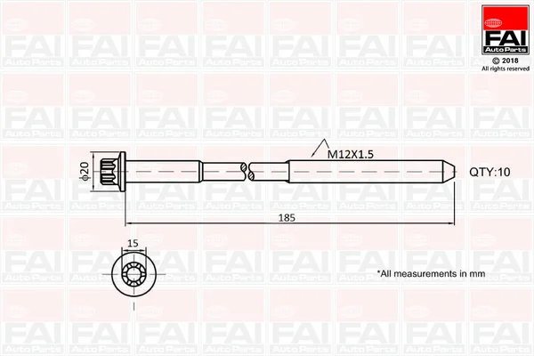 Sada sroubu pro hlavy valcu FAI AutoParts B2129 Sada sroubu pro hlavy valcu FAI AutoParts B2129