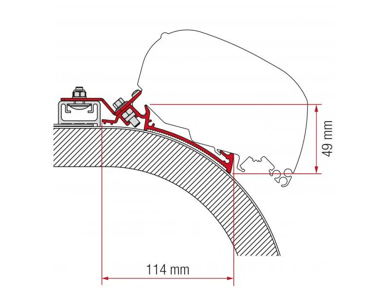Adaptér na uchycení markýzy Fiamma F65 a F80 delky 490 cm na střechu Rapido Distinction 306058