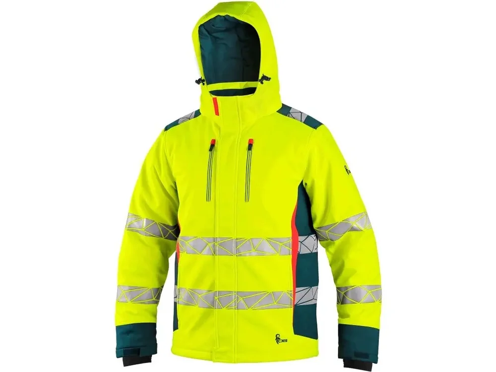 Bunda CXS BEDFORD WINTER, výstražná, zimní, pánská, softshell, žluto-petrolová, vel. 3XL 739443