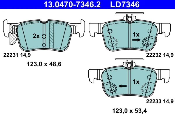 Sada brzdových destiček, kotoučová brzda ATE 13.0470-7346.2