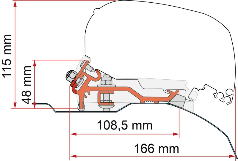 Adaptér pro markýzu Fiamma F80s / F65s (Ducato/Jumper/Boxer H2, stříbrná) 312265