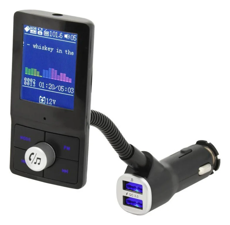 Hands free FM transmitter LCD COLOR - nabíječka, handsfree sada a hudební přehrávač 12/24V 721831