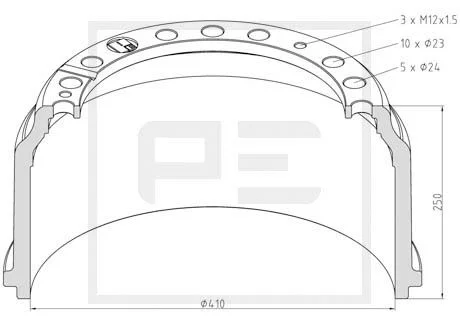 Brzdový buben PE Automotive 016.400-00A