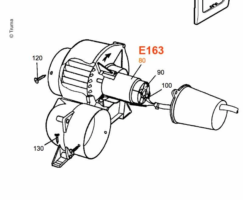 Stejnosměrný elektromotor Truma 12 V (náhradní motor ventilátoru / dmychadla) 315123