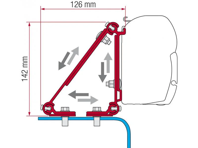 Adaptér střešní Fiamma Kit Multi šířka 8 cm pro montáž markýz Fiamma F45s na střechu vozidel 311482