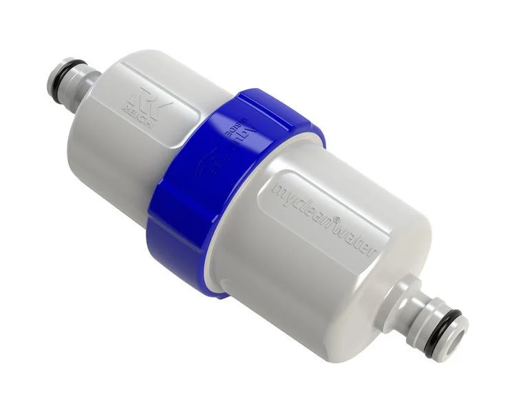 Sada plnicí vodní filtr Mycleanwater pro přípojky Gardena, rychlospojky, filtrace mikroorganismů, délka 163 mm, průměr 67,5 mm, hmotnost 250 g 309405