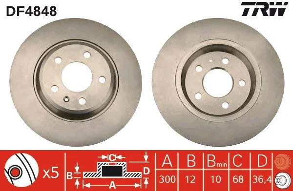 TR DF4848 Brzdový kotouč TRW - lakovaný