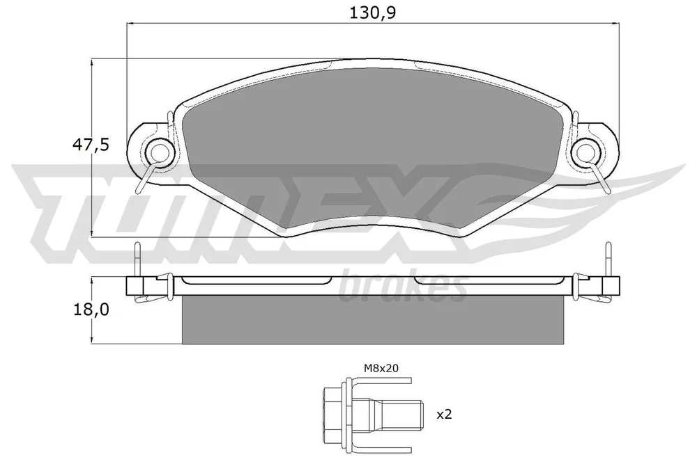 Sada brzdových destiček, kotoučová brzda Tomex Brakes TX12-15