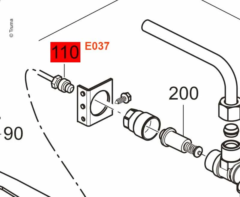 Termočlánek Truma délka 250 mm termoelektrická pojistka plamene pro plynová topení a bojlery v karavanech a obytných vozech 314757