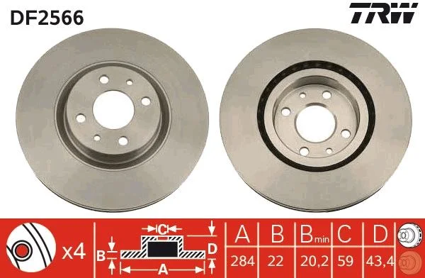 TR DF2566 Brzdový kotouč TRW - lakovaný
