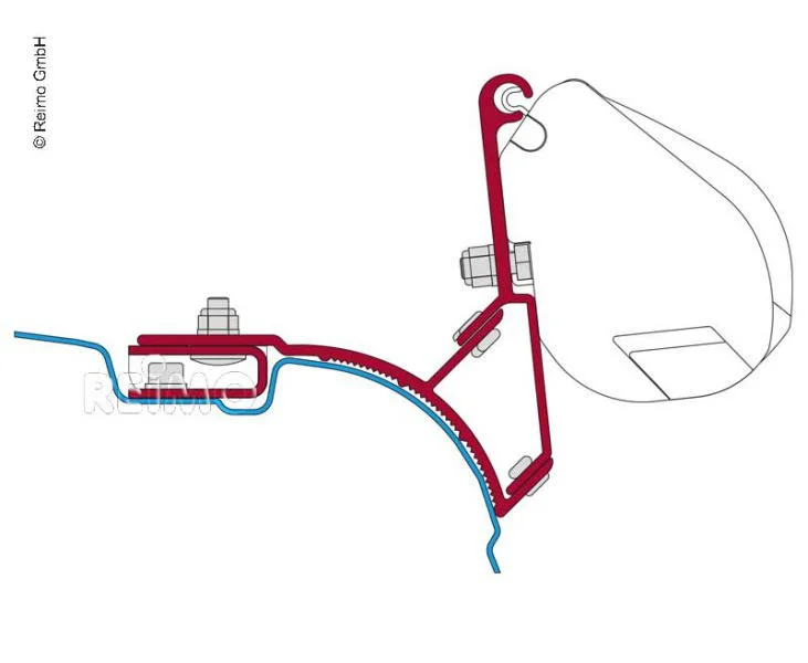 Adaptér markýzy Fiamma pro F35 Pro na VW T5 (verze pro Velkou Británii – pravostranné řízení, bez střešní lišty, sada 2 ks) 313808