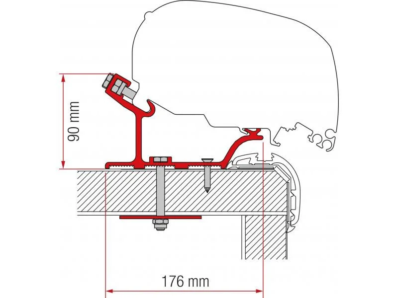 Adaptér na uchycení markýzy Fiamma F65 a F80 delky 400 cm na střechu Carthago Malibu 306060