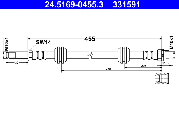 Brzdová hadice ATE 24.5169-0455.3 – OE 34306798466