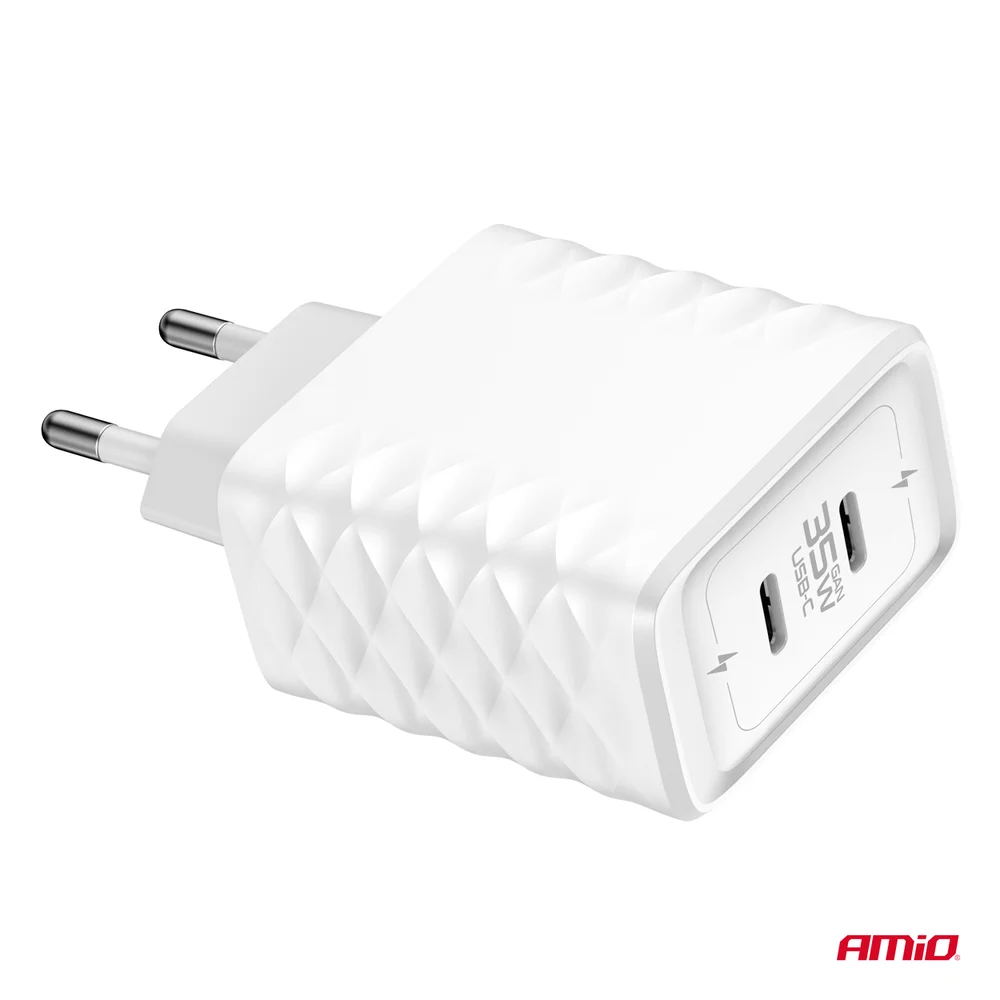 Síťová nabíječka Quick Charger 35W 2xUSB-C AMiO-04288 - Obrázek 3
