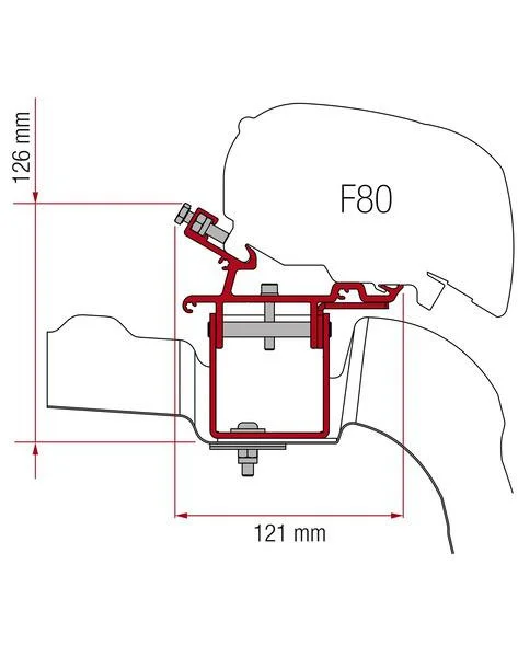 Adaptér na uchycení markýzy Fiamma F65eagle a F80S do delky 320 cm na střechu bez střešní kolejnice VW Crafter/Man TGE L3/H3 (2017-) černý 305950
