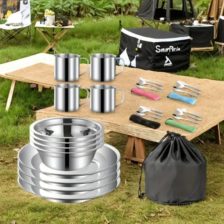 Nádobí nerezové pro kemping, sada 28ks 301013