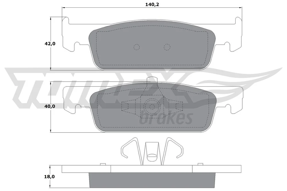 Sada brzdových destiček, kotoučová brzda Tomex Brakes TX16-94