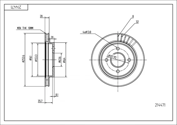 BRZ.KOTOUČ /Z/ MONDEO 93- 253/20/43.7 HART 214471