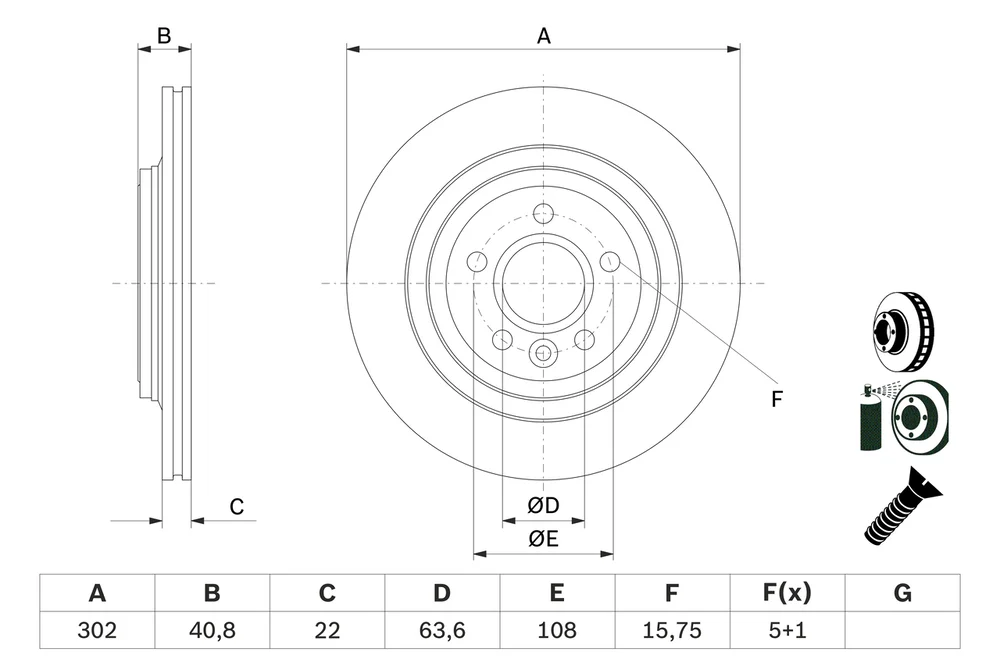 Brzdový kotouč BOSCH 0986479E85 – OE 31471028