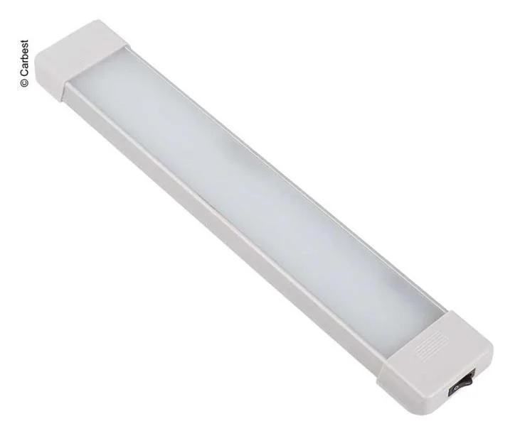 Svítidlo přisazené LED liniové délka 370 mm hliníkové tělo s vypínačem 12 V / 24 V 11 W 979 lm teplá bílá 3000 K krytí IP65 pro karavany a obytná auta 303121