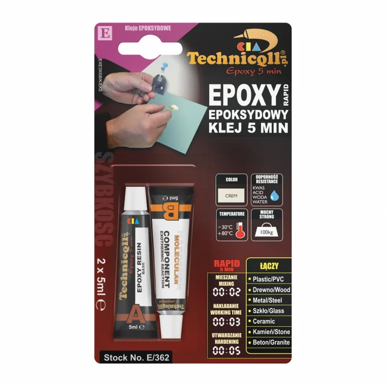 Lepidlo epoxidové 5minutové TECHNICQLL 2x5ml 721724