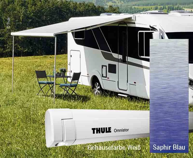 Markýza kazetová nástěnná Thule Omnistor 5200, 2,6 m (pouzdro Bílá, plátno Safírově modrá, výsuv 2,0 m) 312446