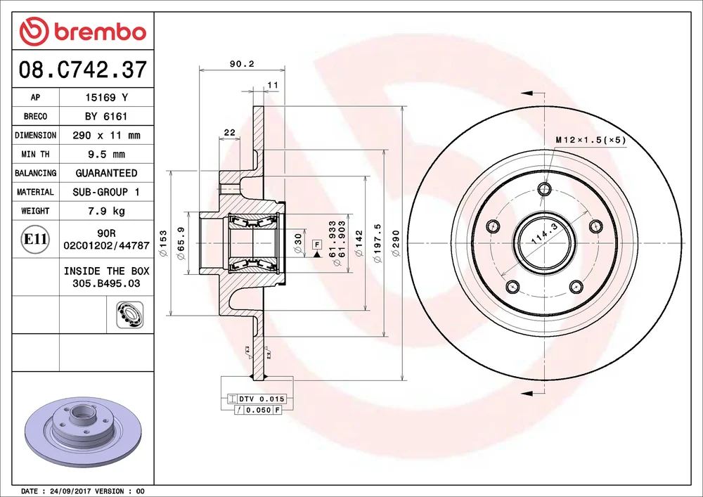 Brzdový kotouč BREMBO 08.C742.37