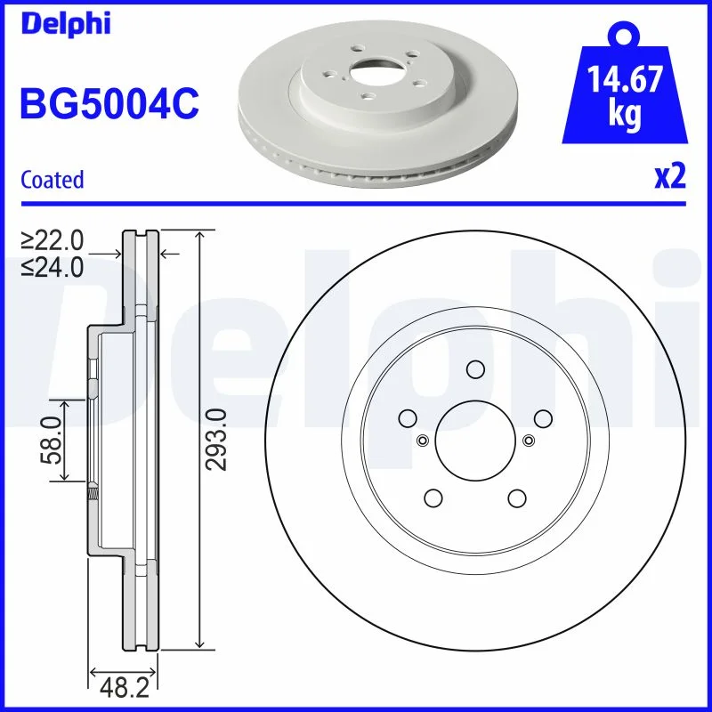 Brzdový kotouč DELPHI BG5004C – OE 26300FL010