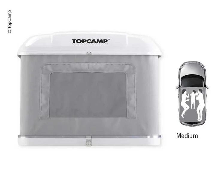 Střešní stan TOPCAMP 210 × 145 × 94 cm – pevná skořepina, paralelní otevírání 309012
