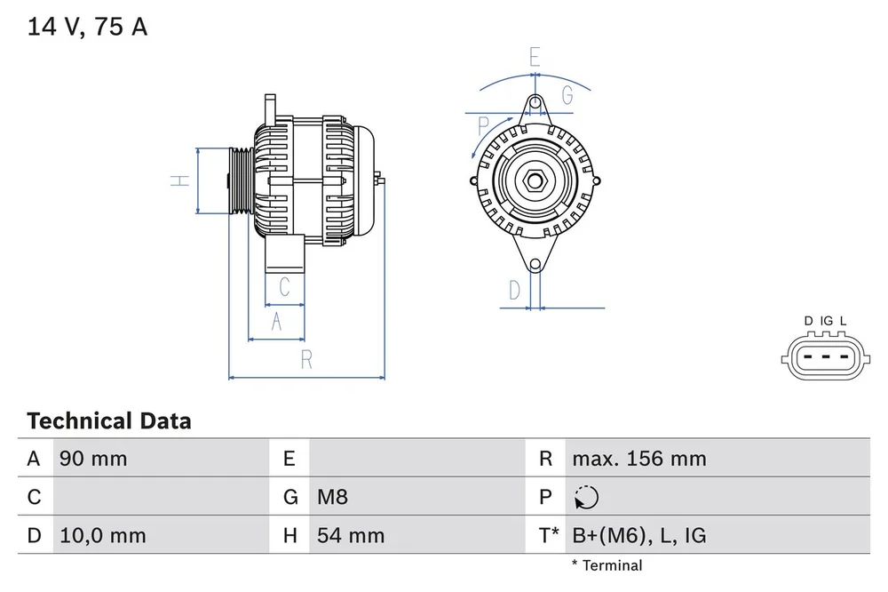 BO 0986081950 Alternátor BOSCH-výměnný díl