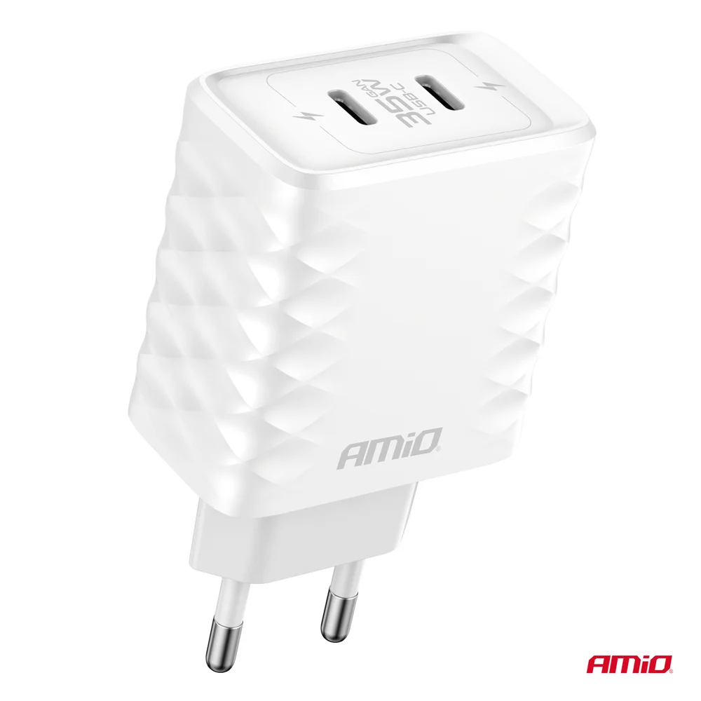 Síťová nabíječka Quick Charger 35W 2xUSB-C AMiO-04288 - Obrázek 2