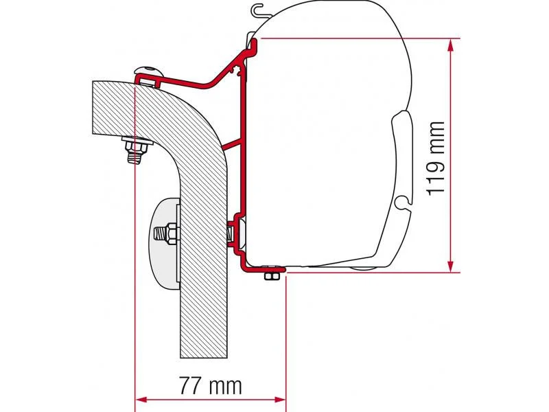 Adaptér na uchycení markýzy Fiamma F45 a F70 delky 350 cm na stěnu Hymer Van/B2 306013