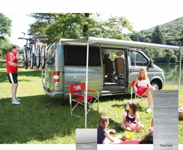 Markýza nástěnná kazetová Fiamma F45S 3,0 m pro VW T5/T6 Multivan LR (pouzdro Titan, plátno Královská šedá, výsuv 2,0 m) 315505