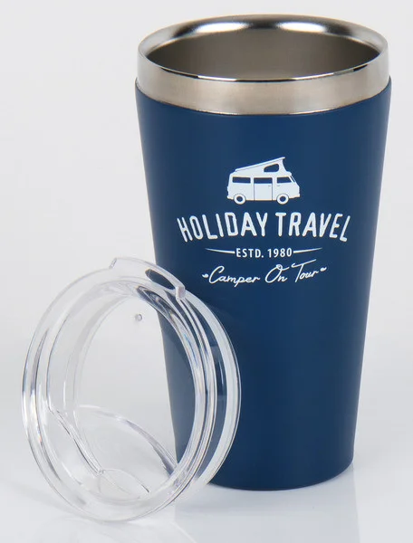 Termohrnek hrnek s víkem Holiday Travel, nerezová ocel, 450 ml, modrý 300097