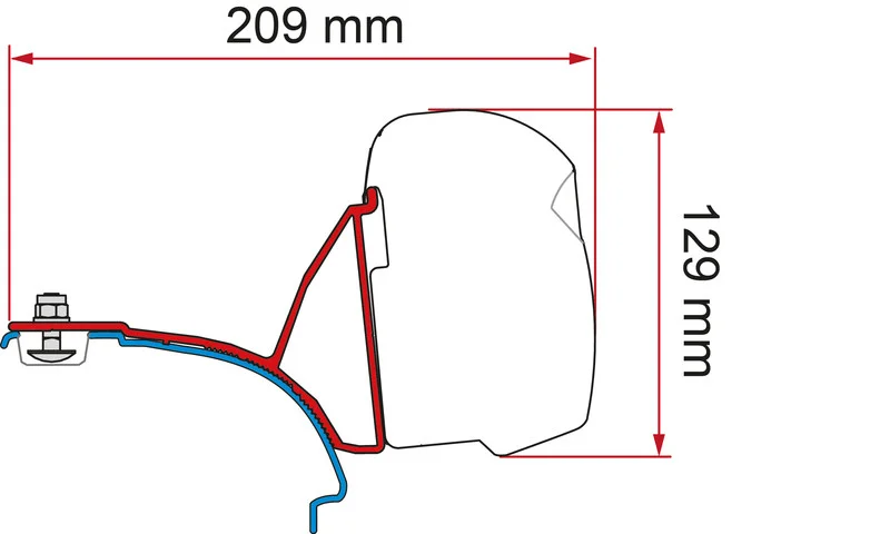 Sada montážních adaptérů pro markýzu Fiamma F43van pro VW T5/T6/T6.1 Multivan / California s C-lištou (2dílná sada, levostranné řízení / LHD, Deep Black) 314043