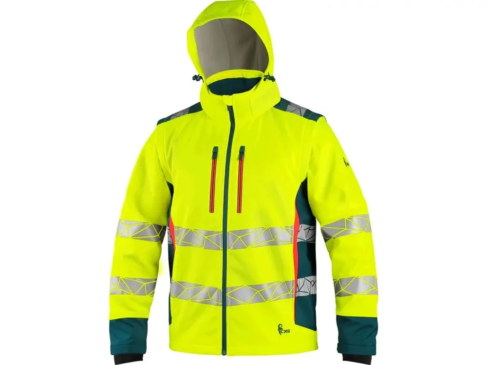 Bunda CXS BEDFORD, výstražná, pánská, softshell, žluto-petrolová, vel. M 739444