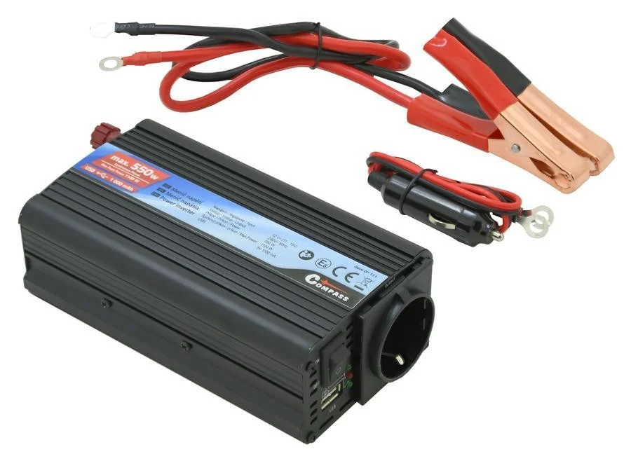 Měnič napětí 12 / 230 V 550 W – USB, ventilátor, autozapalovač i baterie 707910
